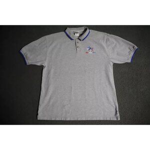 Vintage Walt Disney World Polo Shirt Mens L Gray Magic Kingdom Logo Embroidered